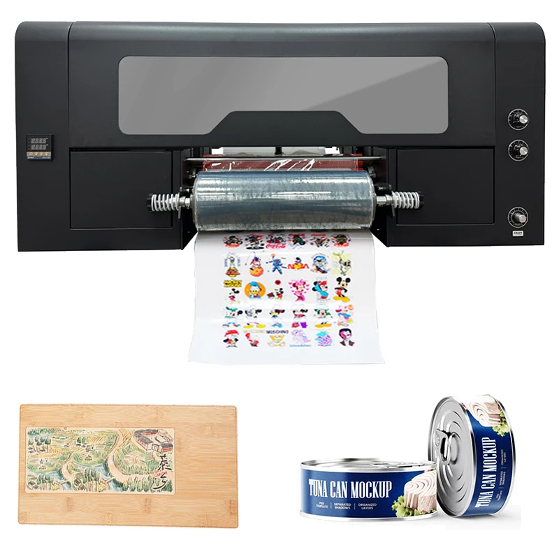 

A B Film roll UV DTF Printer printing cold transfer label sticker machine
