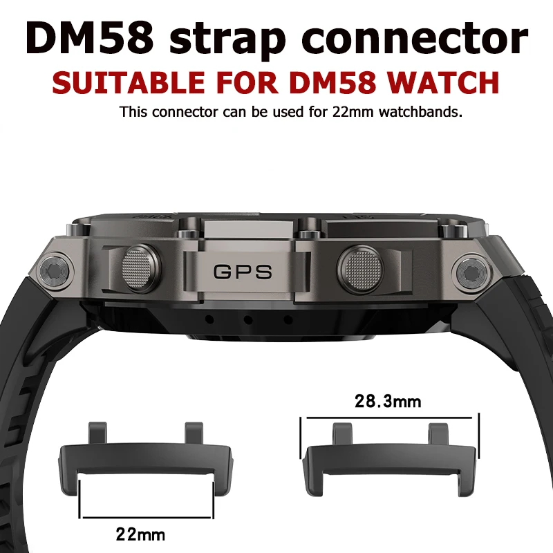 DM58 T-REX3 스마트워치, 실리콘 스트랩, 스테인리스 스틸 스트랩, 폭 22mm, DM58 스마트워치 손목밴드 커넥터에 적합