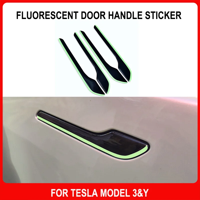 

Флуоресцентная наклейка на дверную ручку Tesla Model 3 Model Y, защитные аксессуары для дверных ручек