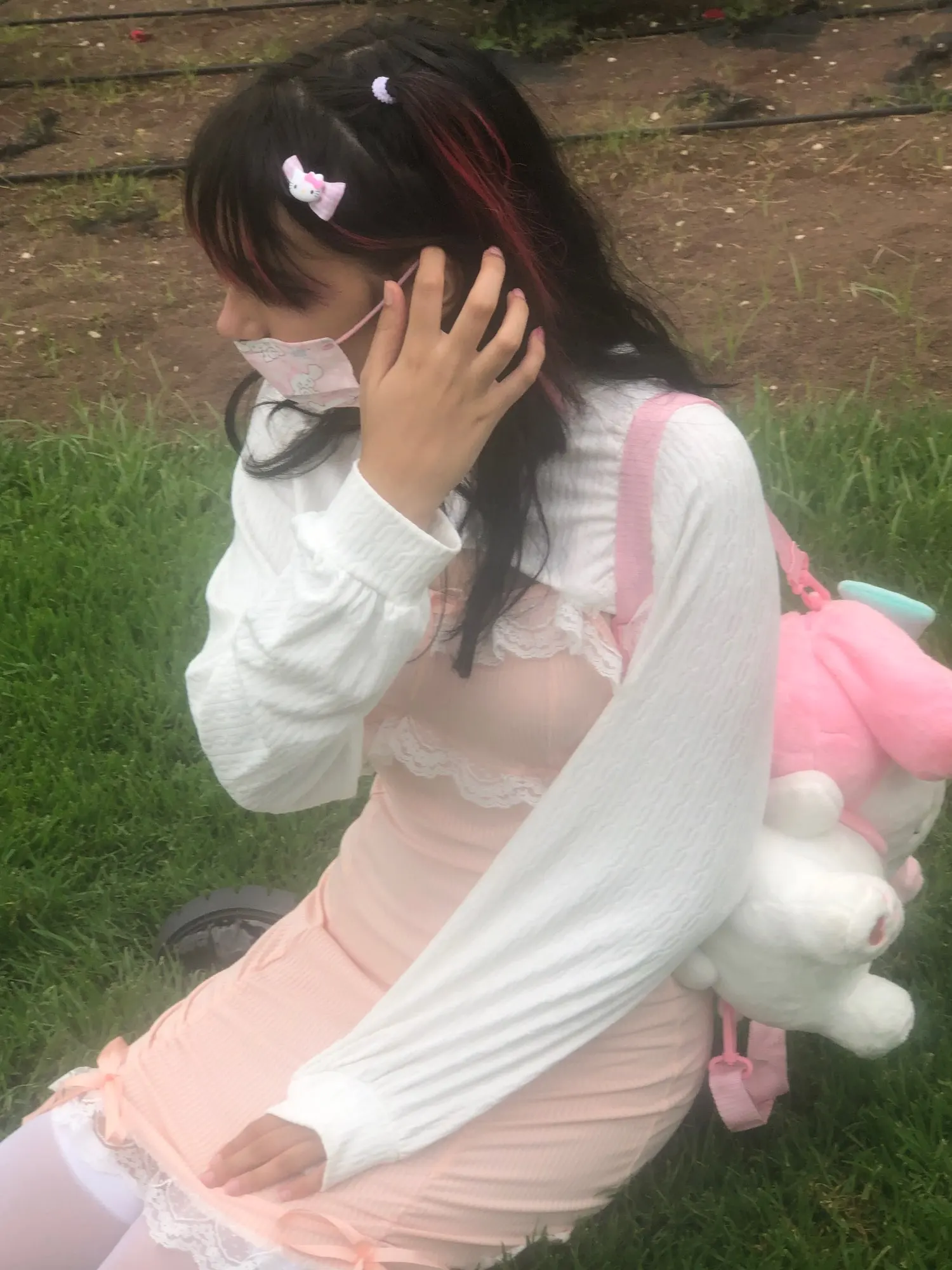Vestido de Lolita delgado con lazo de encaje dulce Kawaii