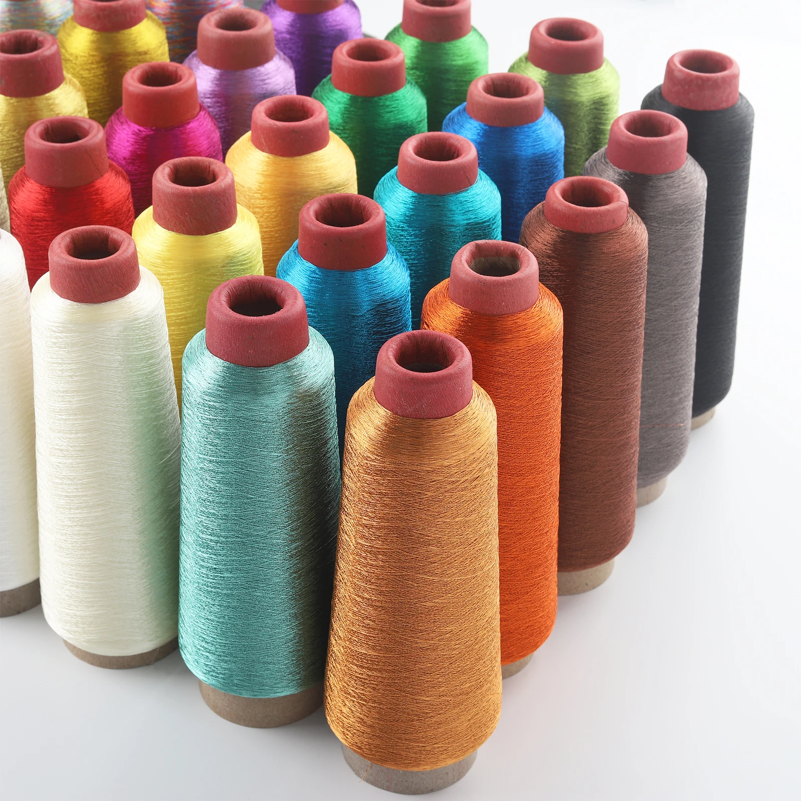 Metallic Yarn 150D 3000M Per Cone Metallic Thread Yarn For Computerized Embroidery Decorative Sewing 28 Shinny and Glittery Colors Available