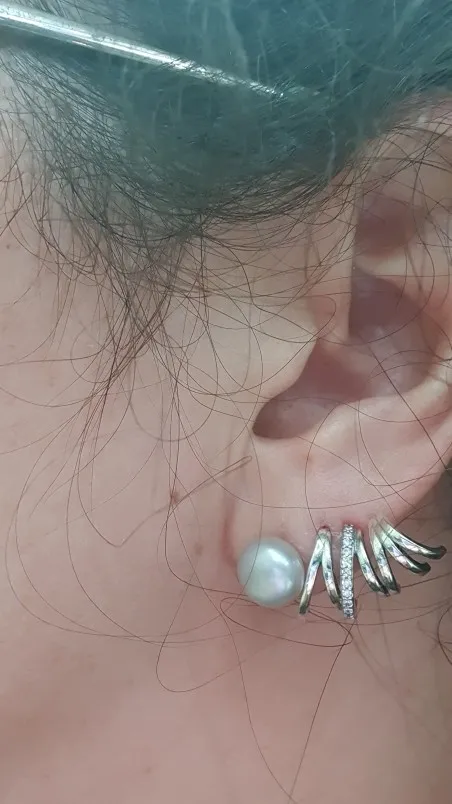 Silver wave stud earrings