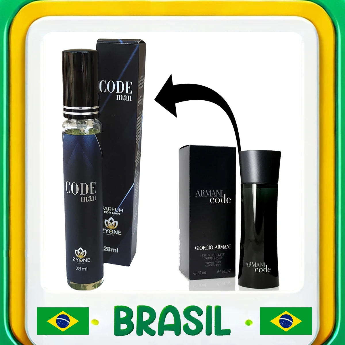 Perfume Masculino Code Man 28ml Zyone Eau de Parfum Alta Fixação Fragrância Importada - Envio do Brasil