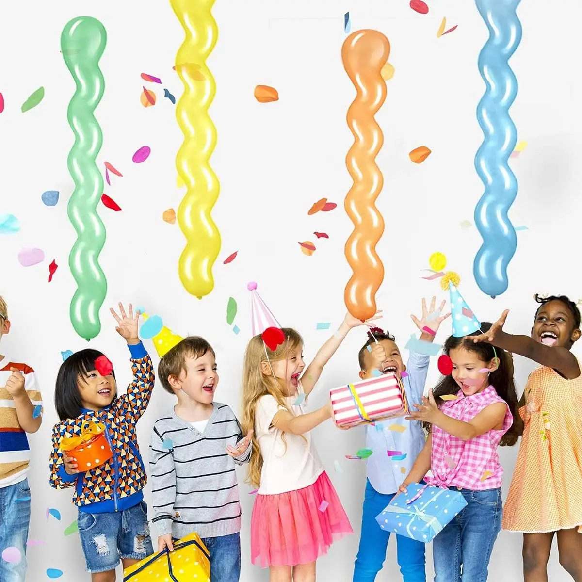 100 Globos Espiral Salchicha 92cm 40 Pulgadas Colores Globo Latex Payaso Largo Zig Zag Trenzado Fiesta Batucada Carnaval Festival Decoracion Cumpleaños Boda Evento