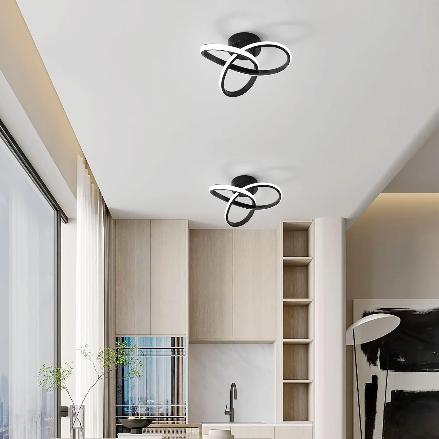 LED Ceiling Light, 22W Black Clover LED Aluminum Ceiling Light,White Light 220V Suitable for Living Room, Bedroom, Study: 3 - 5 Days Free Delivery Only UK