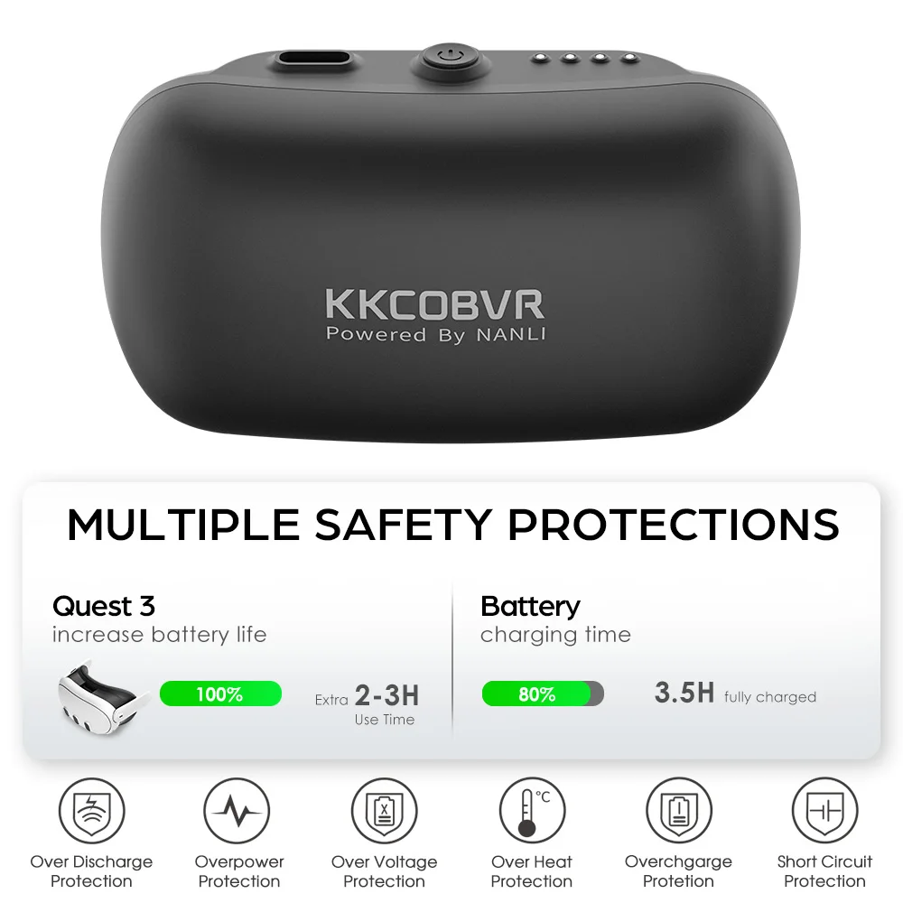 KKCOBVR Q3 PRO Strap with 10,000mAh Compatible with Meta