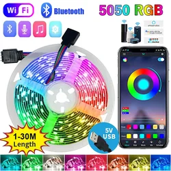 LED Strip Lights RGB APP Control 5050 RGB Color Changing Light Flexible Lamp Ribbon TV BackLight Diode Tape Room Decor Lighting