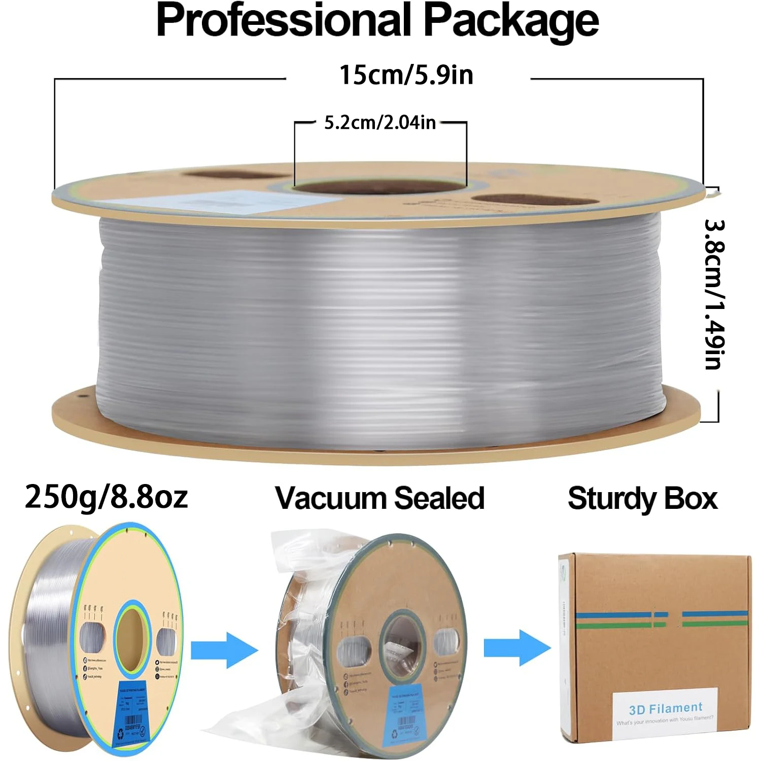 PETG 스킨 컬러, 블랙, 그레이, 투명, 화이트, 핑크, 3D 프린터 필라멘트 1.75mm 250g, 고강도, 뛰어난 레이어 접착력