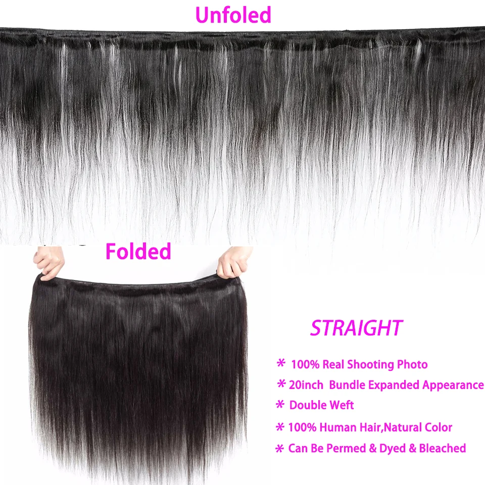 YYONG Hair Brazilian Straight Bundles 100% Human Hair Remy Hair Weave 1/3/4 Bundles Deal Natural Color 8