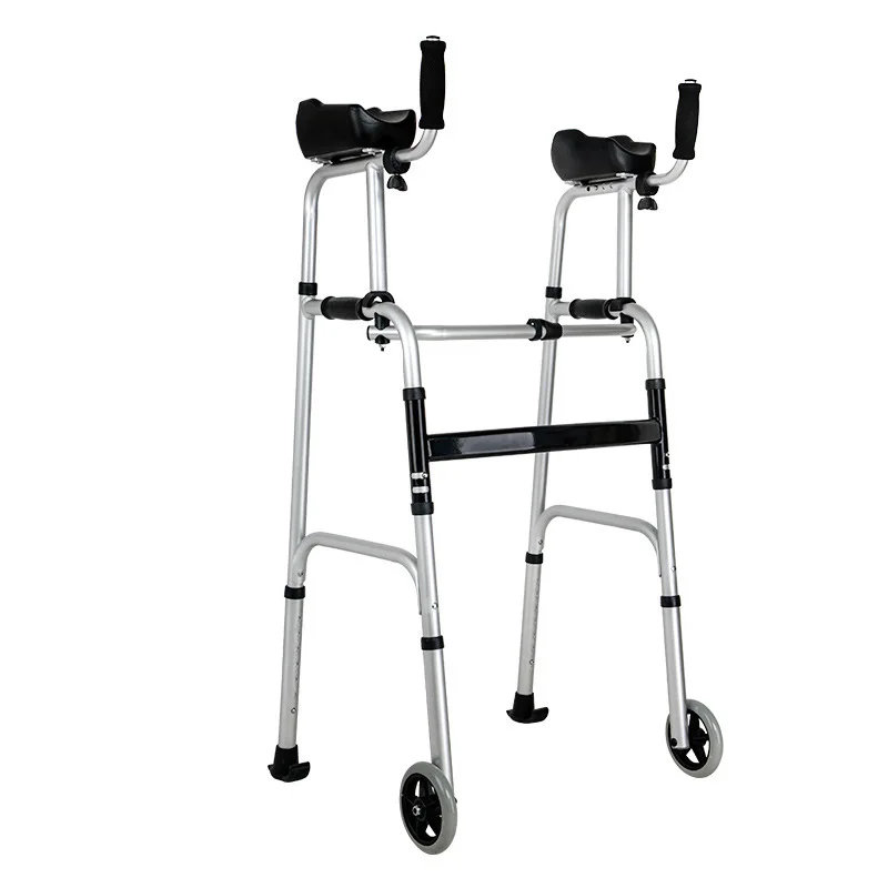 Elderly Walker With Wheel Walking Aid Walking Inconvenience Walker Hemiplegia Rehabilitation Folding Body Elbow Support Type 5