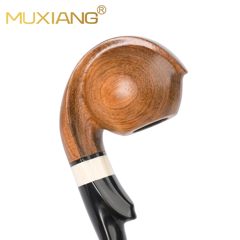 MUXIANG 로즈우드 담배 파이프, 손으로 조각한 담배 파이프, 3mm 파이프 채널, 곡선 핸들 파이프, 조각 파이프 입구, 아버지 선물