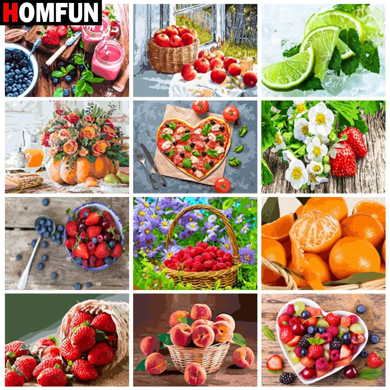 

Алмазная живопись HOMFUN «фрукты, клубника, Апельсин», квадратная/круглая вышивка, украшение для стен, инкрустированная смолой, вышивка, рукоделие, вышивка крестиком