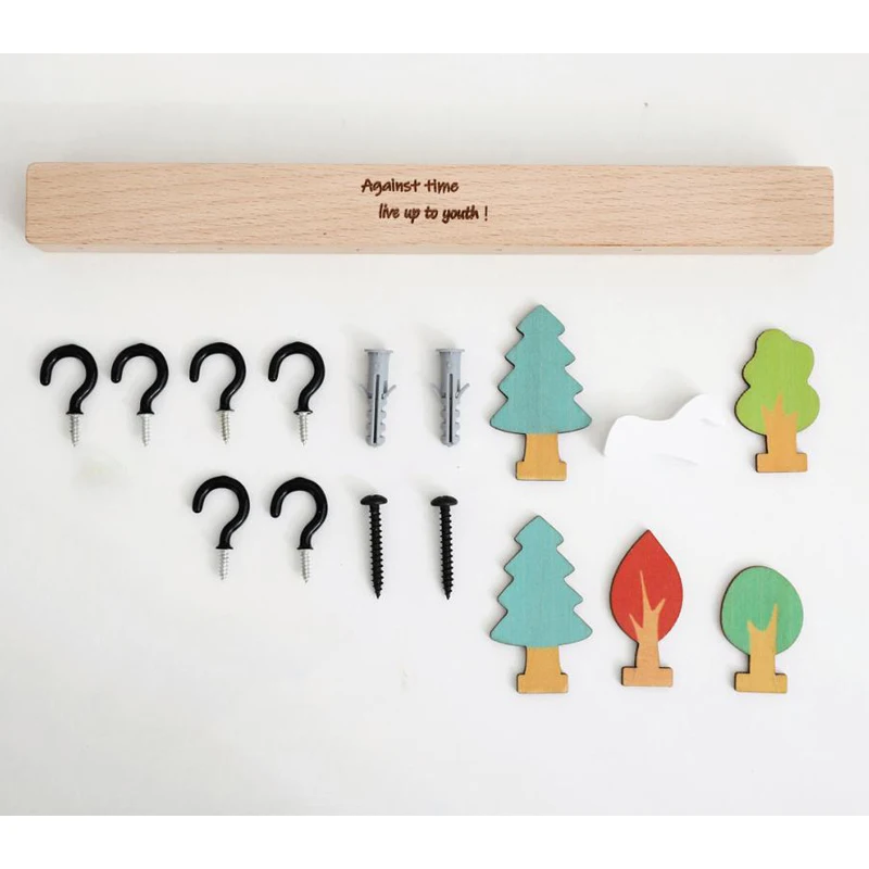 Creative Wooden Wall Mounted Key Storage Rack with 6 Hooks Wall Key Organizer,Home Decor for Entryway Hallway 6