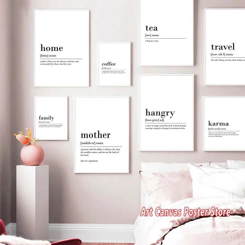 

Home Love Family Mother Travel Definition Quotes Letter Poster and Print Wall Art Canvas Painting Picture for Living Room Decor
