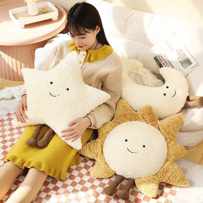 Moon Plush Toy Cute Smile Funny Sun Stuffed Animals Pillow Star Shape Soft Plushie for Gifts for Room Decor 3