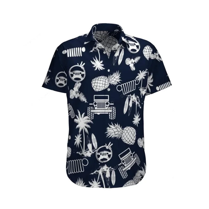 

New Arrival Summer Quality Harajuku Beach Men Short-Sleeve Casual Anime Shirt Blouse Loose Surfing Hawaiian-shirt