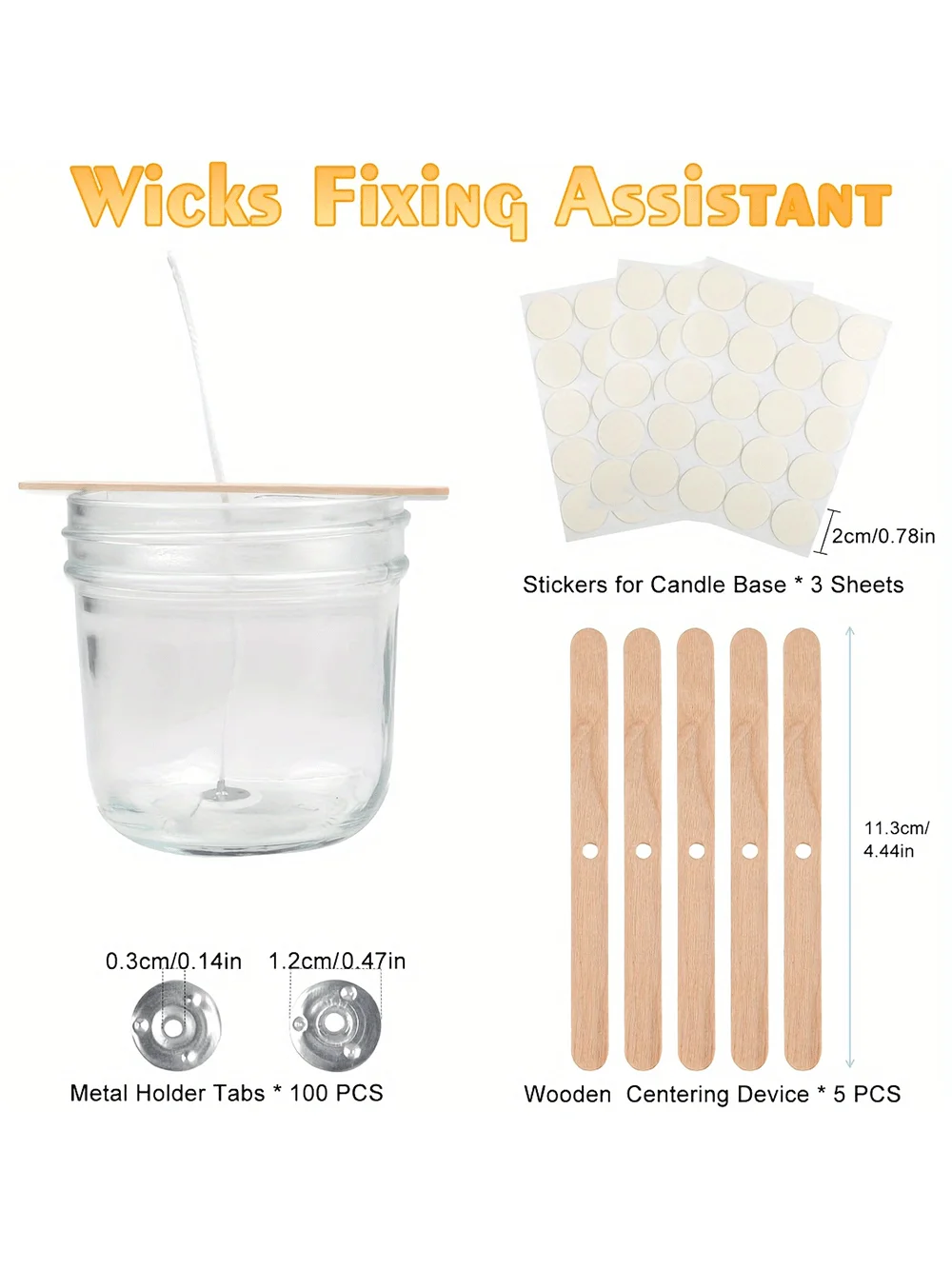 200 ft Candle Wick with 100 Metal Wicks 60 Stickers 5 Wooden Holders Soy Wax DIY Craft Making Supplies Set soy wax candle making wax candle making tools