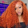 200 Density Ginger Orange Curly 13x4 HD Lace Frontal Human Remy Hair Colored Transparent Deep Wave 13x6 Lace Front Wig For Women 1