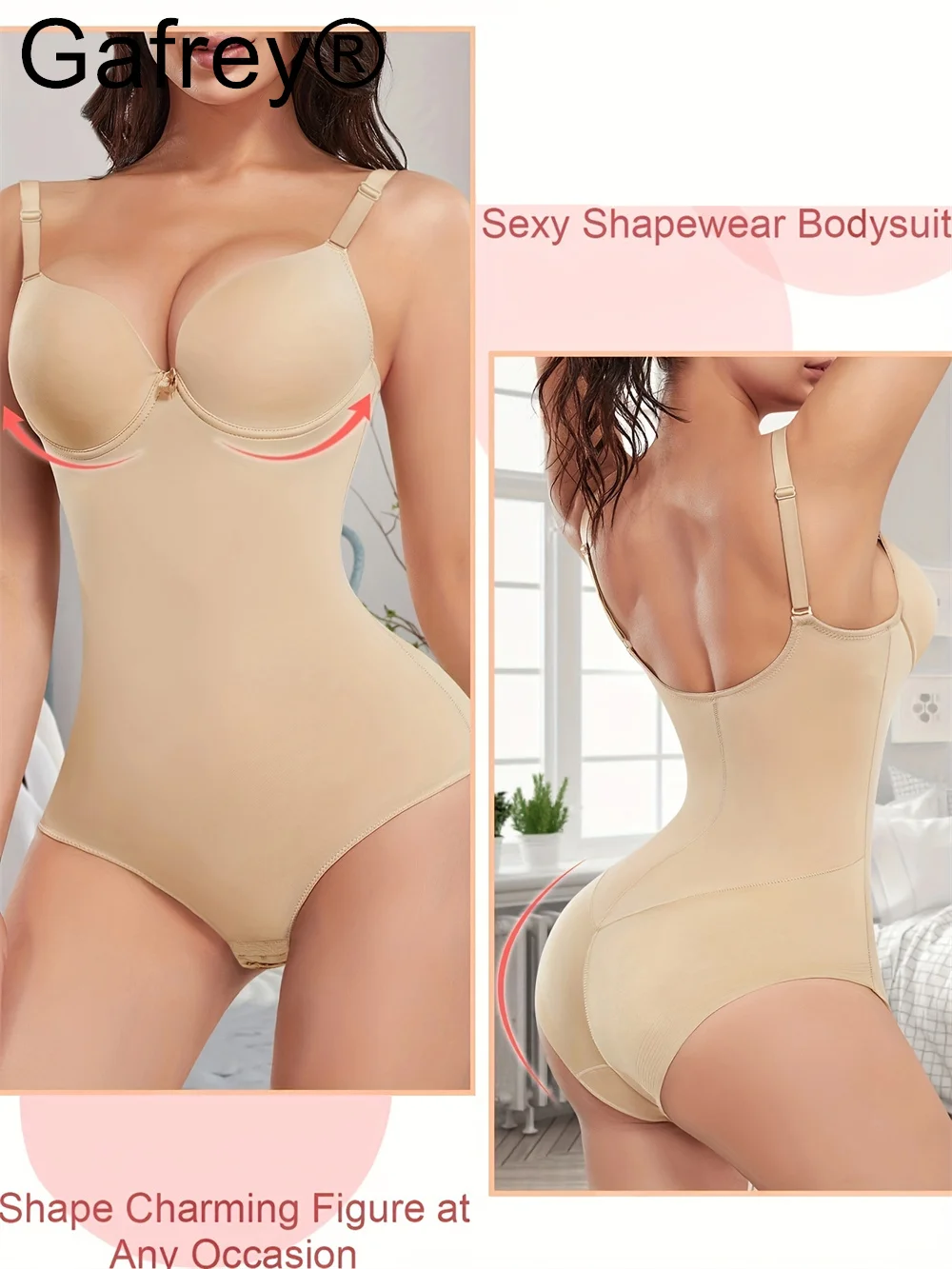 Women's Shaping Bodysuit with Smooth Tummy Control Shapewear Firm Control  Ultra Light Built-in Bra Body Shaper Briefer Fajas