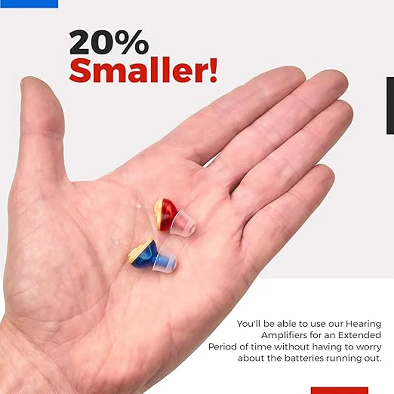 Adult Hearing Aid Mini CIC Personal Inner Ear Device Includes Left and Right for TV and Calls with Portable Case