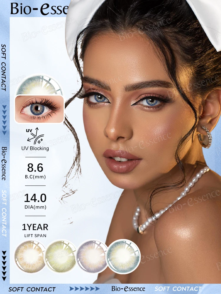Bio-essence 1 Pair Colored Contact Lenses for Eyes Russian Girl Blue Lenses Monet Green Eye Lenses Violet Lenses Fashion Lenses