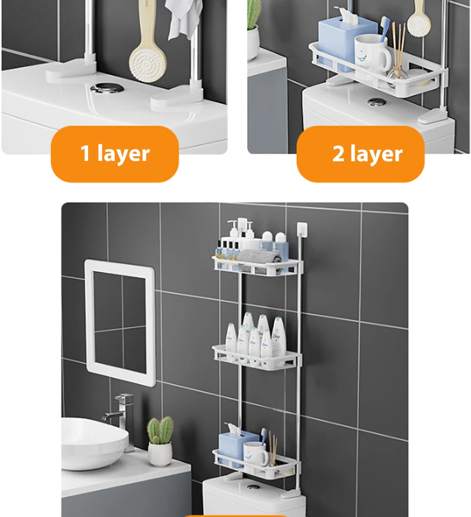 Toilet Rack No Drilling Shelf Above The Toilet Tank Bathroom Rack