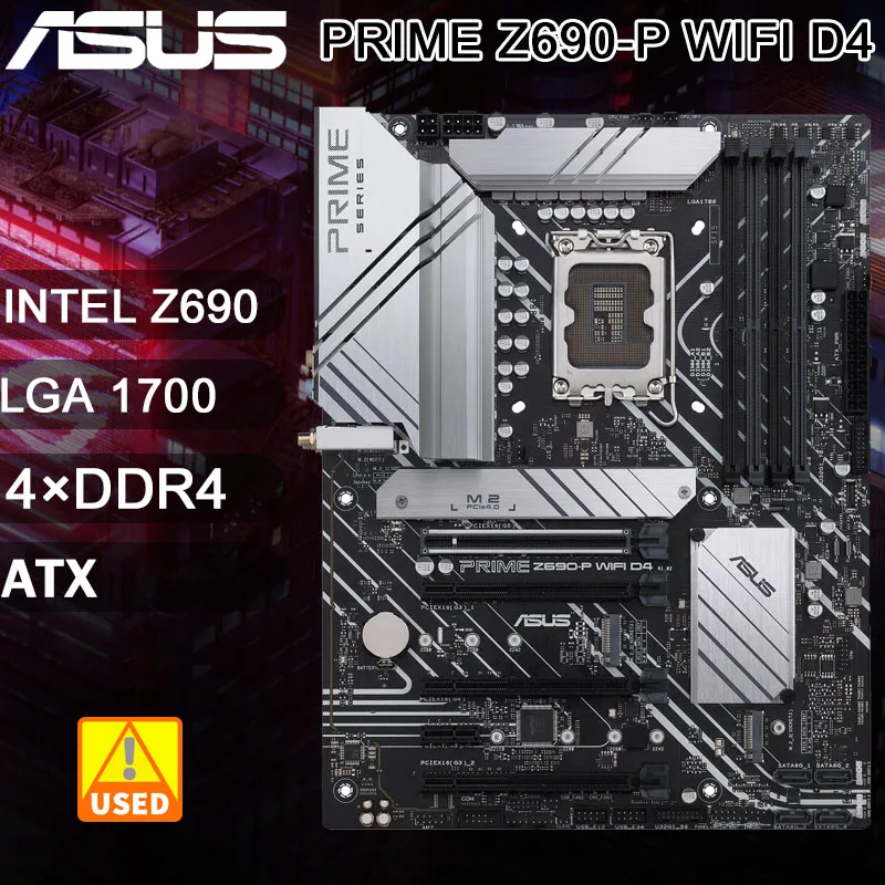 Scheda Madre Lga 1700 Asus Prime Z690-P Wifi D4 Intel Z690 4 X Ddr4 128Gb Supporto Per Cpu Core 12Th Gen Pci-E 5.0 Usb3.2 3 X M.2 Atx