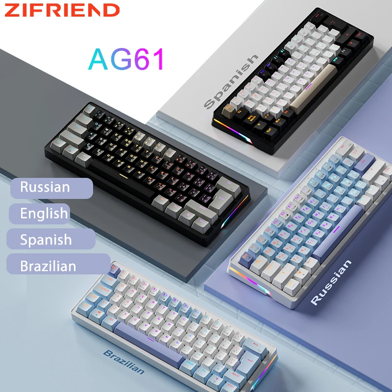 ZIFRIEND AG61 61 Keys Mini Mechanical Keyboard 60% Wired Gaming