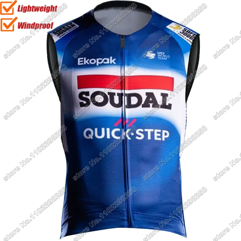 Team Soudal Quick Step Wind Vest Cycling Vest Windproof Lightweight Race Road Cycling Jersey Sleeveless MTB