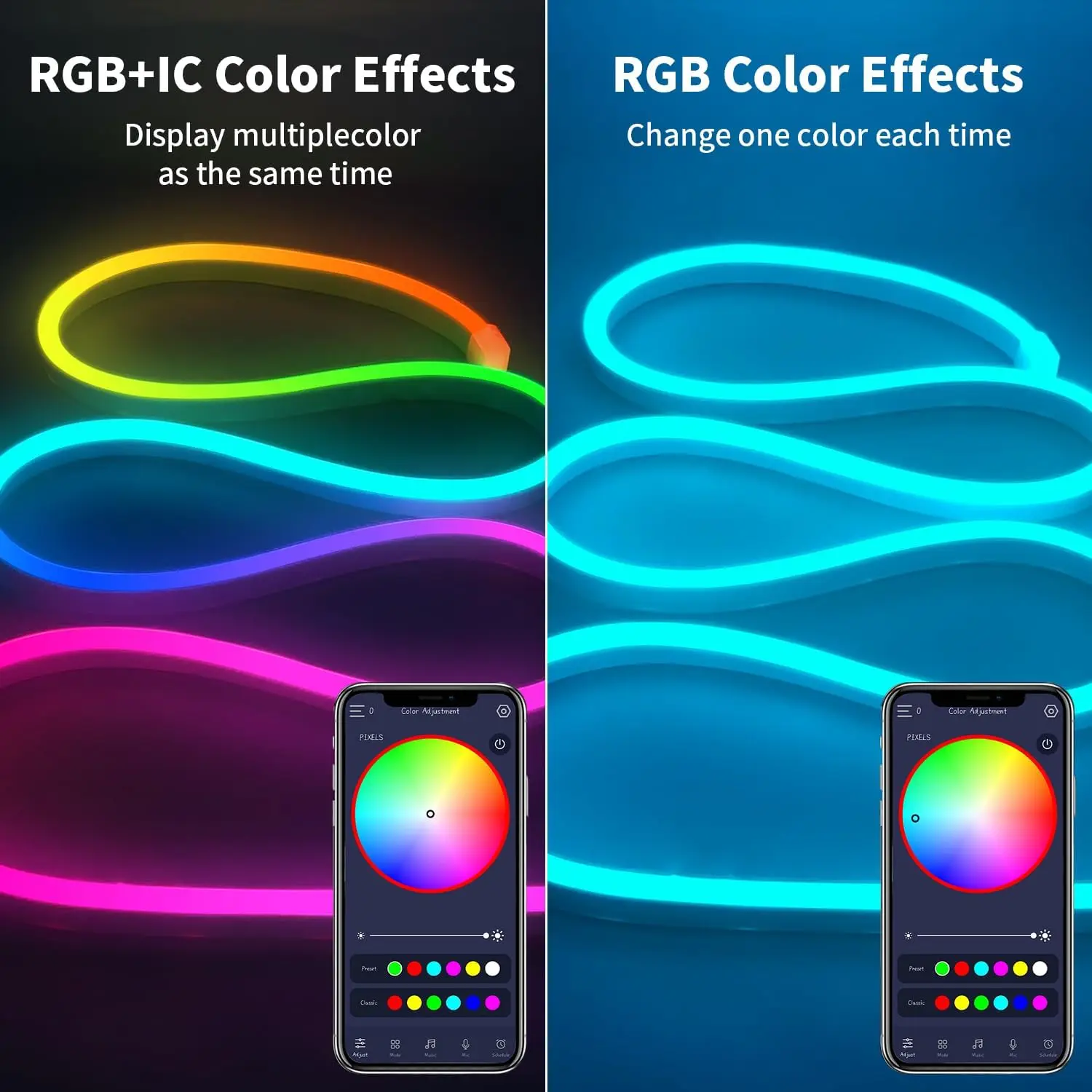 Vibrant RGBIC Neon LED Strip Lights with Music Sync