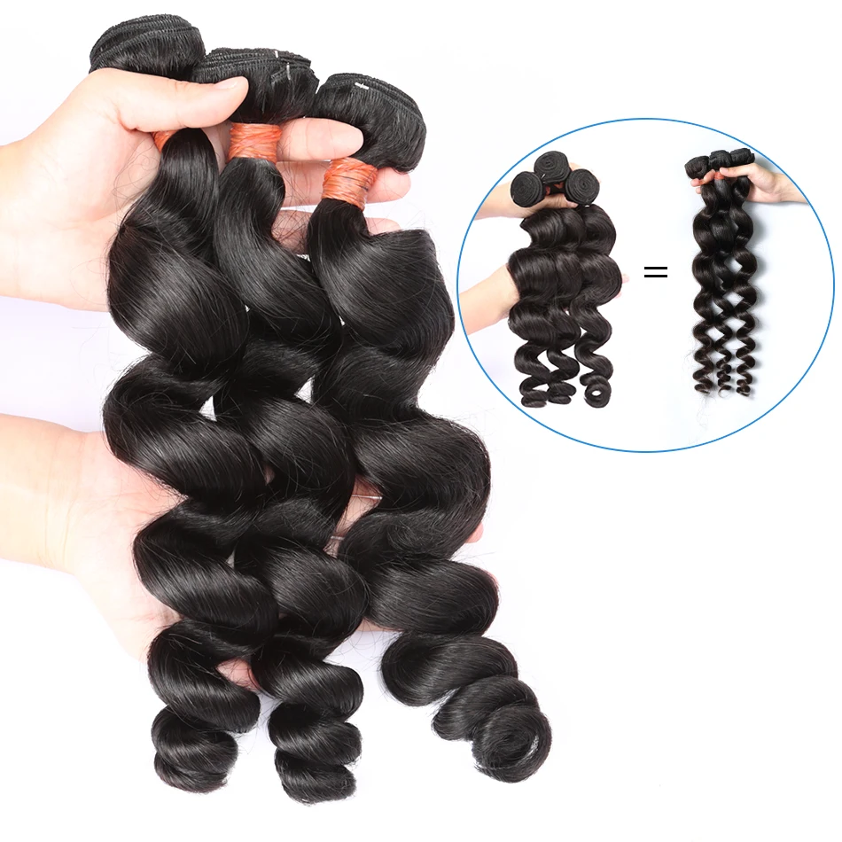 Loose Wave Bundles Human Hair 30 32 inch Unprocessed Indian Virgin Raw Loose Wave 10A Bundles Extensions Double Weft