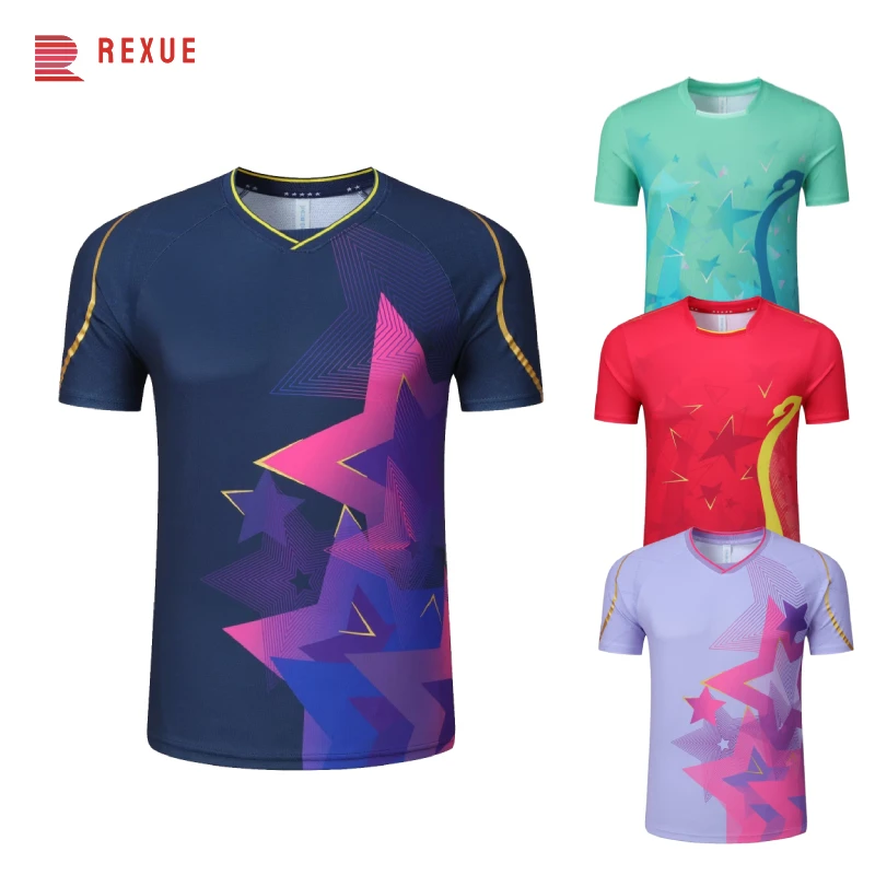Badminton Shirt Men Women Table Tennis Clothing Child Boys Short Sleeve Golf Ping Pong Polyester Jersey Print Tee