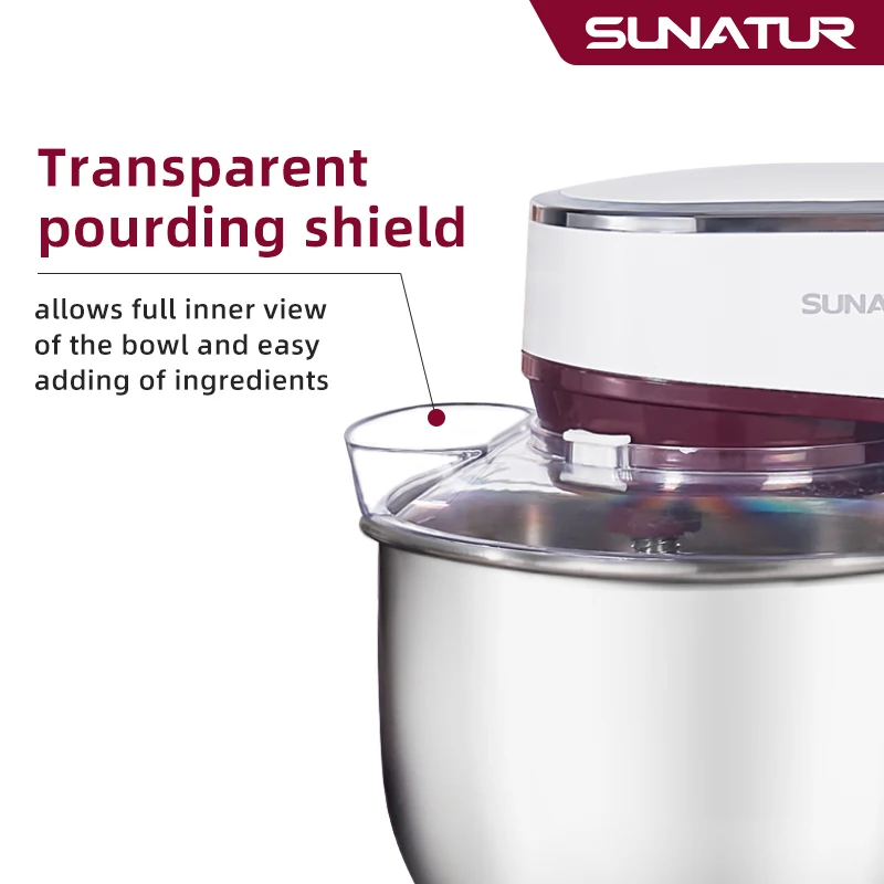 SUNATUR Kneader 5.5L Flour Dough Machine 110V/220V Stand Mixer 1300W Electric Pastry Blender Kitchen Machines Kneading 4