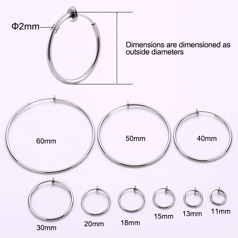 UNNAIER 1 Pair Fake Ear Piercing Stainless Steel Earrings For Men Ear Cuff Fake Earring Clip Woman Without Hole Hoops hoop earrings ear clip earrings clip earrings ear clip ear accessories