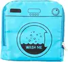 Blue travel laundry bag, 21” x 22”. Zipper and drawstring closure. Expandable, foldable, and durable for suitcase organization 1
