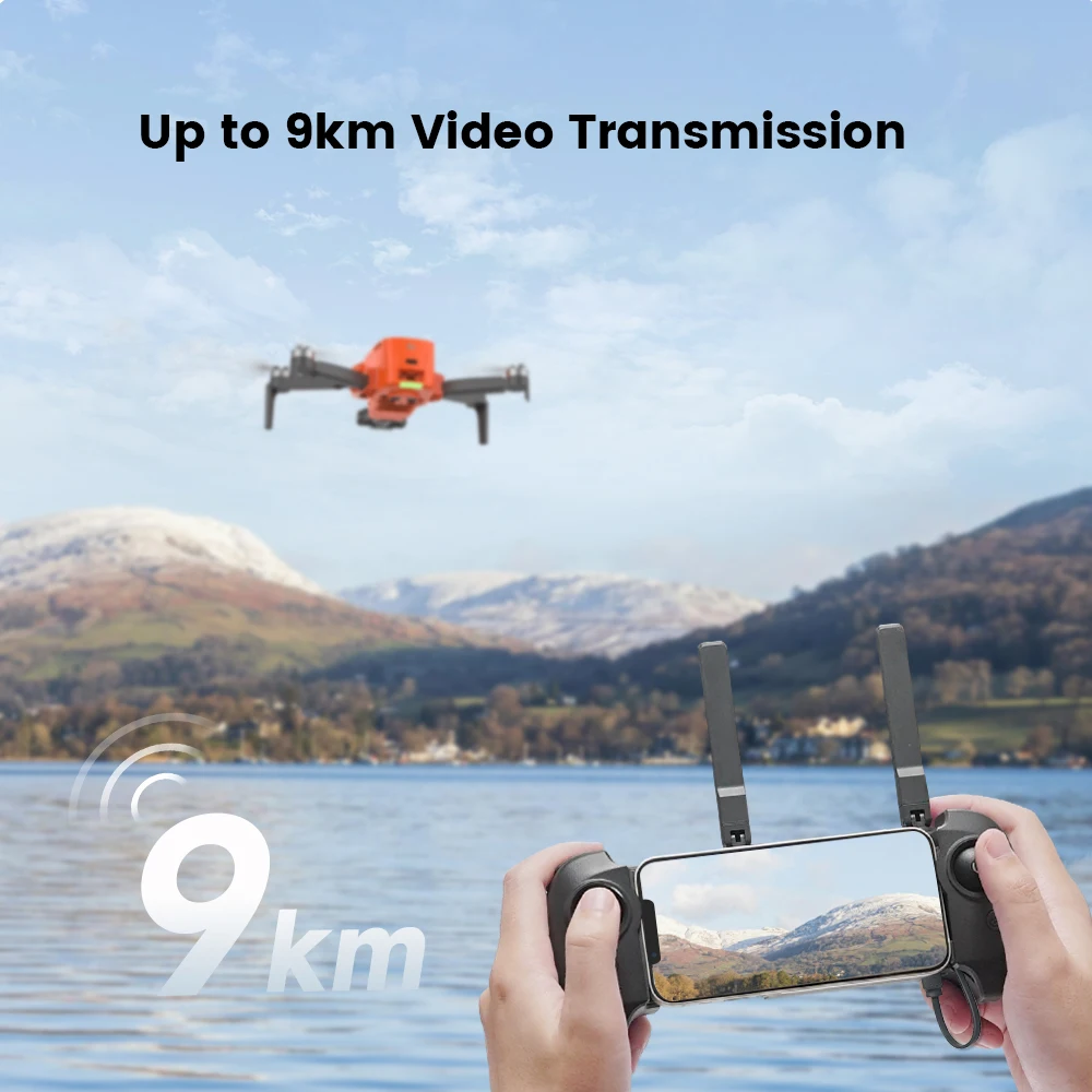 Drone Selfie de Poche MINI 3 filmant un paysage, stabilisation active pour des images nettes.