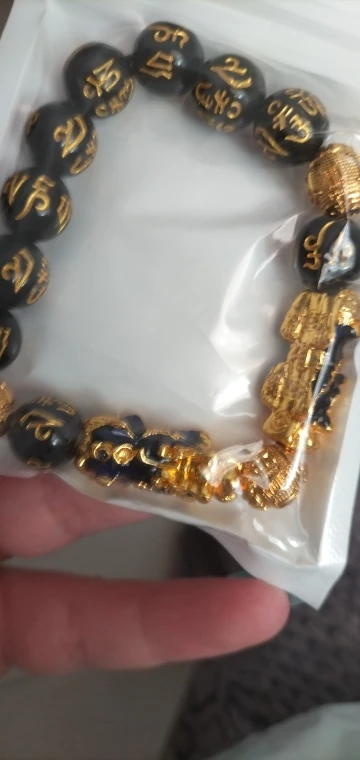 Feng Shui Obsidian Stone Beads Armband Armband Guld Svart Pixiu Wealth Good Luck Kvinnor Armband Män Kvinnor Unisex