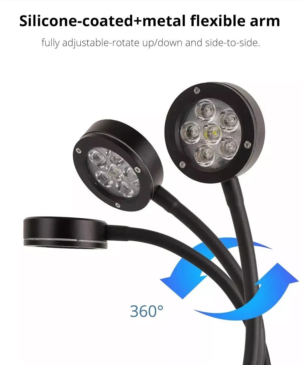 6X3W Pico Refugium LED 전체 스펙트럼 조정 해양 산호 암초 수족관 필터 용 조류 탱크 라이트 8/10/12H 타이머