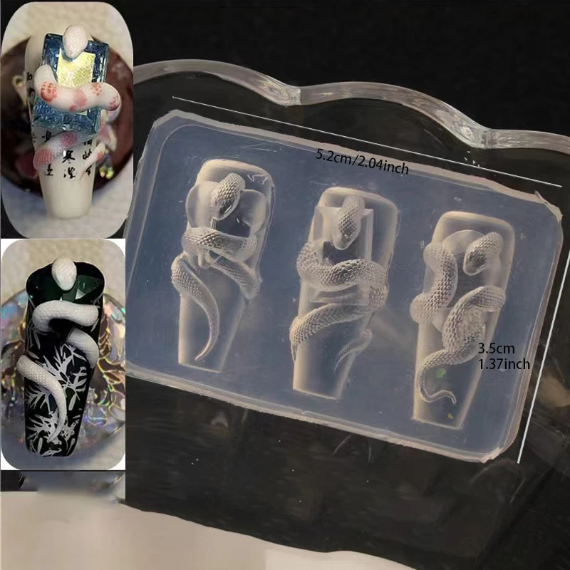 1pc Snake Witch 3D Acrylic Mold Nail Art Decorations Snake DIY Design Silicone Nail Art Nails Mold 4
