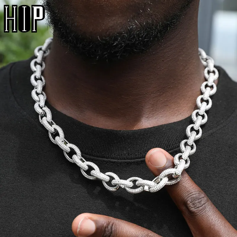 Hip Hop 12MM Cuban Link Chain Bling Iced Out Twist Necklace Bracelet Brass CZ Stones Spring Buckle For Men Women Rapper Jewelry