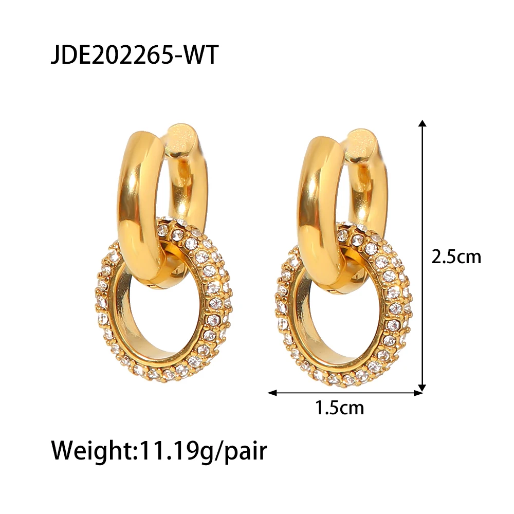 Uworld Interlock Chunky Dangle CZ Earrings Non Tarnish Bling 18K Gold Stainless steel Waterproof Unusual Earrings Gift Female - Image 6