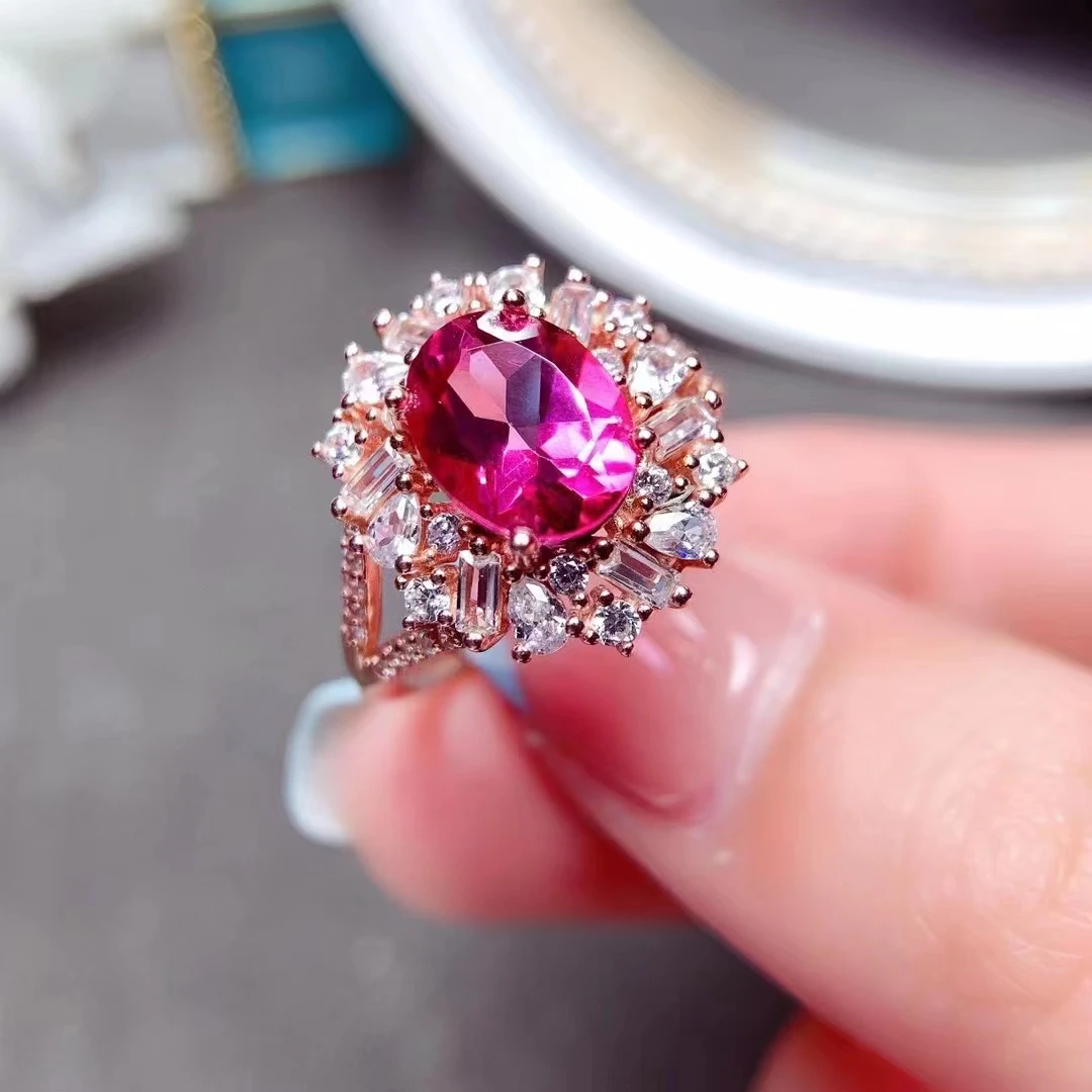 Estate Pink Topaz and Diamond Ring