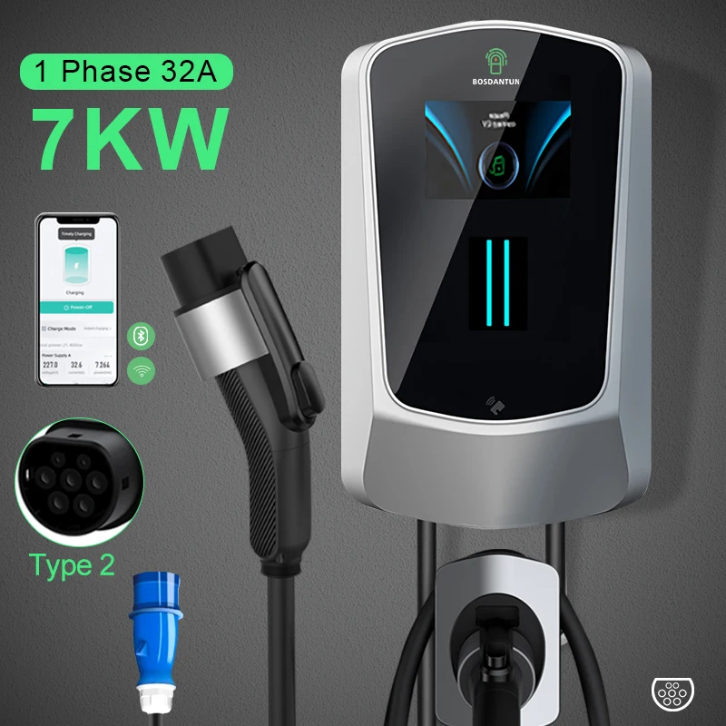 BOSDANTUN ev charger 32a 7.6kw type 2 230v  Electric Vehicle Car Charger wallbox home ev charger  11kw 22kw for Electric Car