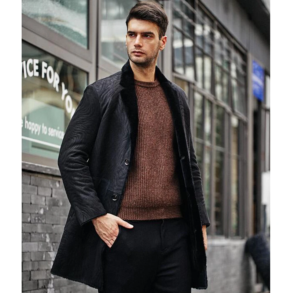 Denny&Dora Men's Shearling Leather Jacket Turkey Imported Merino