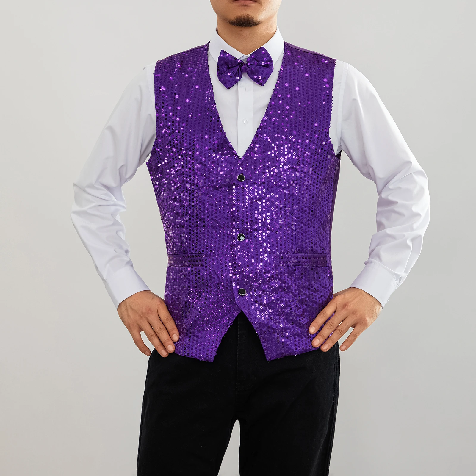 New Design Men Sequins Pattern Glitter Embellished V-neck Blazer Vest Male Evening Party Suits Plus Size hot 6