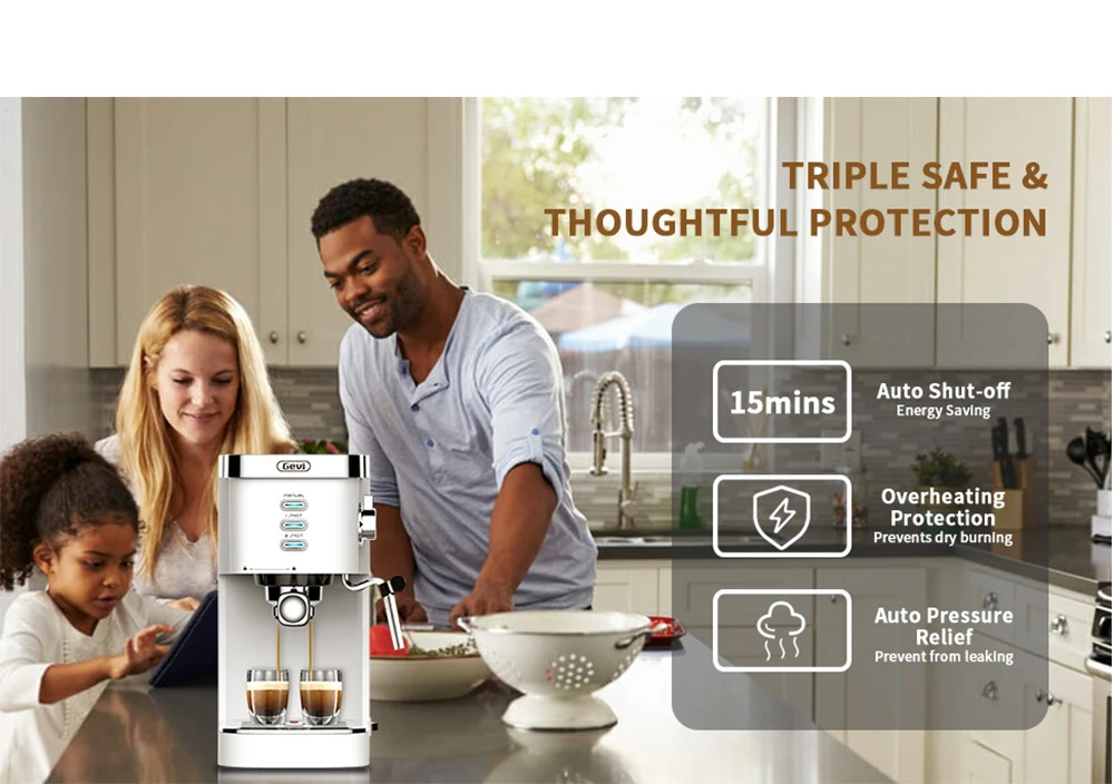Gevi Espresso Machines 20 Bar Fast Heating Automatic with Foaming Milk