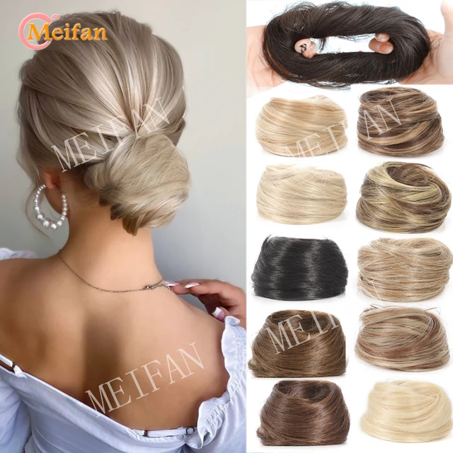 MEIFAN Synthetic Chignon Elastic Rubber Band Fake Hair Bun Clip in on Hair Tail Extension Updo Hair Piece Ponytail For Women 1