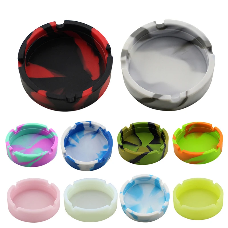 Round Luminous Silicone Ashtray for Cigarette Portable Soft Ash Tray Light in the Dark Gifr for Smoker silicone ashtray cigarettes ashtray portable ashtray