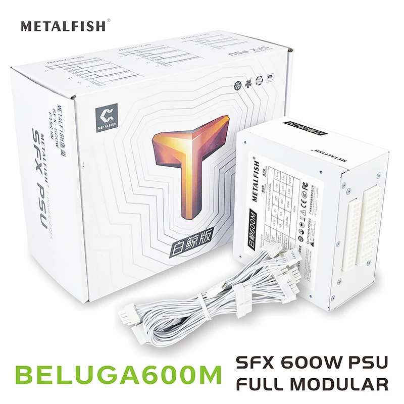 Metalfish-sfx 600w Psu Branco Fonte de Alimentação Full-modular para Mini Itx Chassis Pequena Caixa Compacta para Computador 100 v Entrada 220v