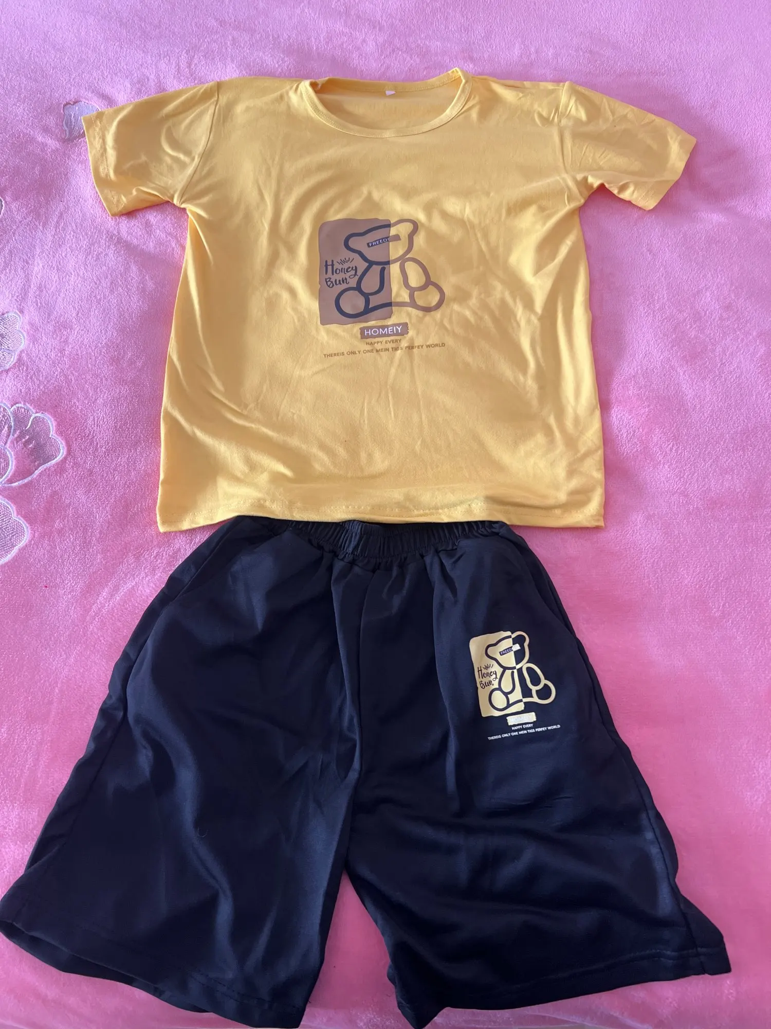 Cartoon Bear Printed Baby Boy Clothes Set photo review